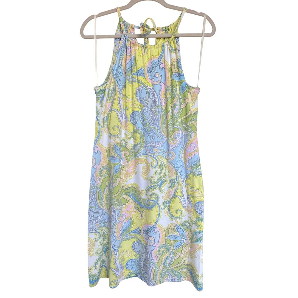 J. McLaughlin Paisley Pastel Catalina Cloth Halter Stretch Shift Sundress Size S